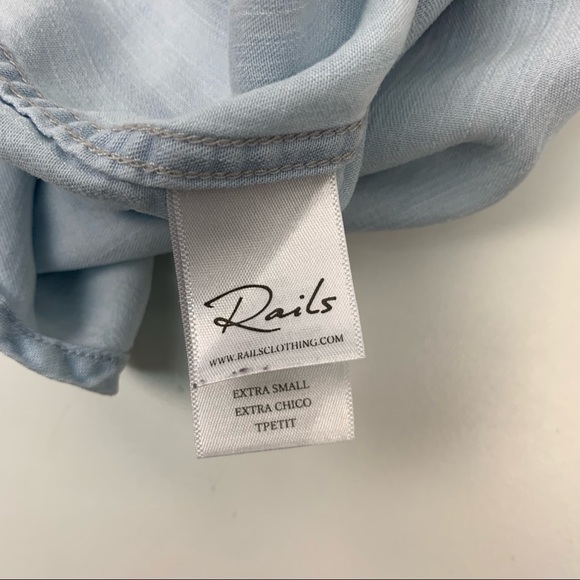 Rails Chambray Blue Dress Lace Up Tassels Bohemian Casual Size XS - Picture 7 of 14